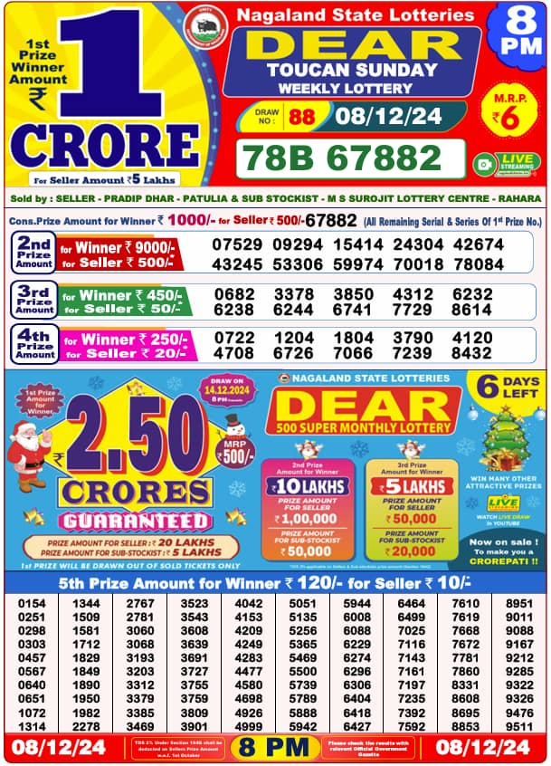 dear lottery result